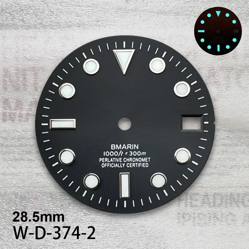 28.5mm S Logo SUB Gradient Dial Fit NH35/NH36/4R/7S Movement Ice Blue Luminous High Quality Watch Modification Accessories