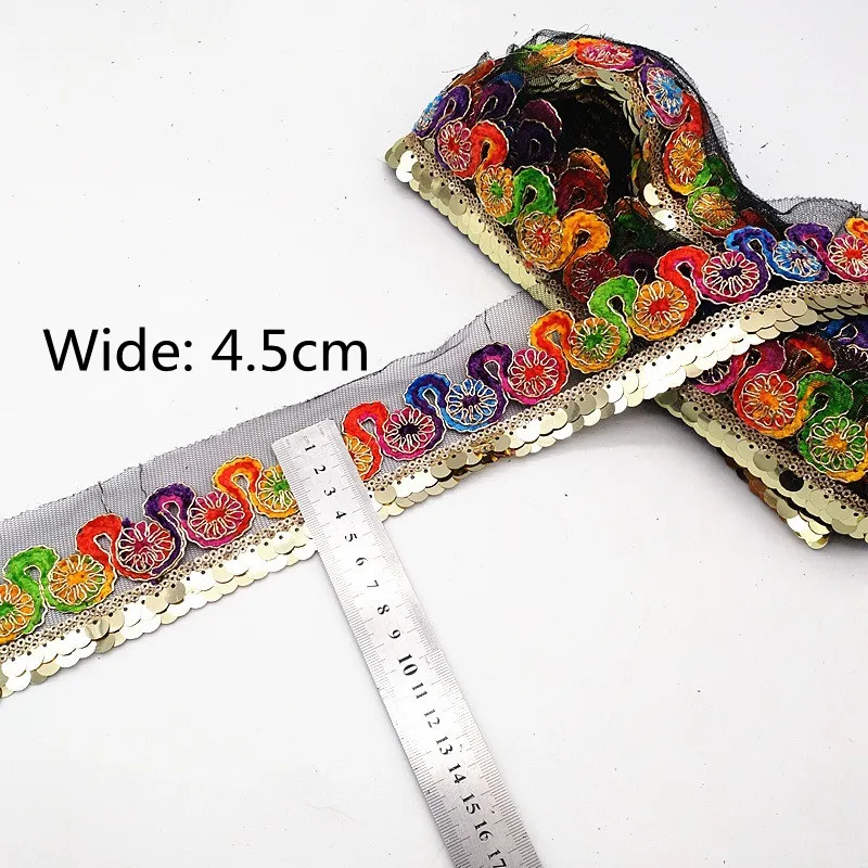 1 Yards Embroidered Polyester Lace Ribbon Clothes Embellishment DIY Wedding Crafts