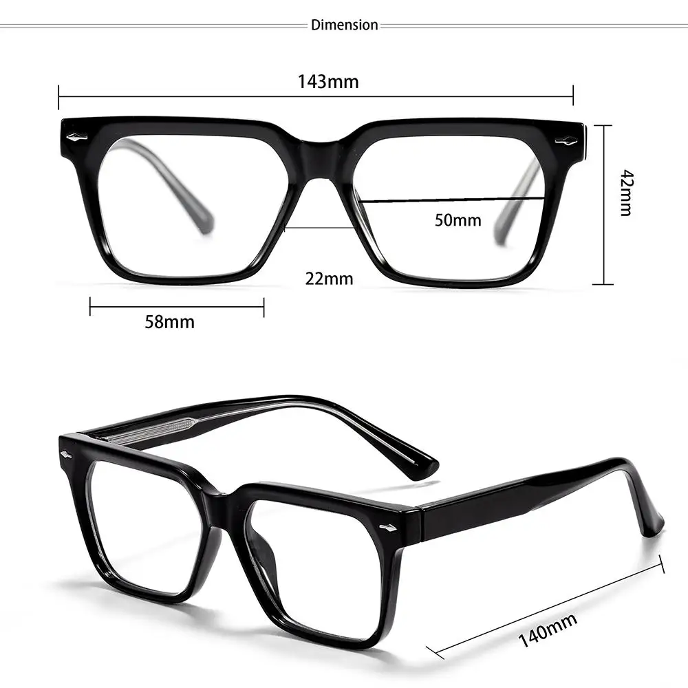 CATERSIDE Neue Modische Herrenbrille Tr90 Quadratischer Rahmen Anti-Blaulicht-Brille Damen Business- und Freizeit-Dekorationsbrille – Detail 6