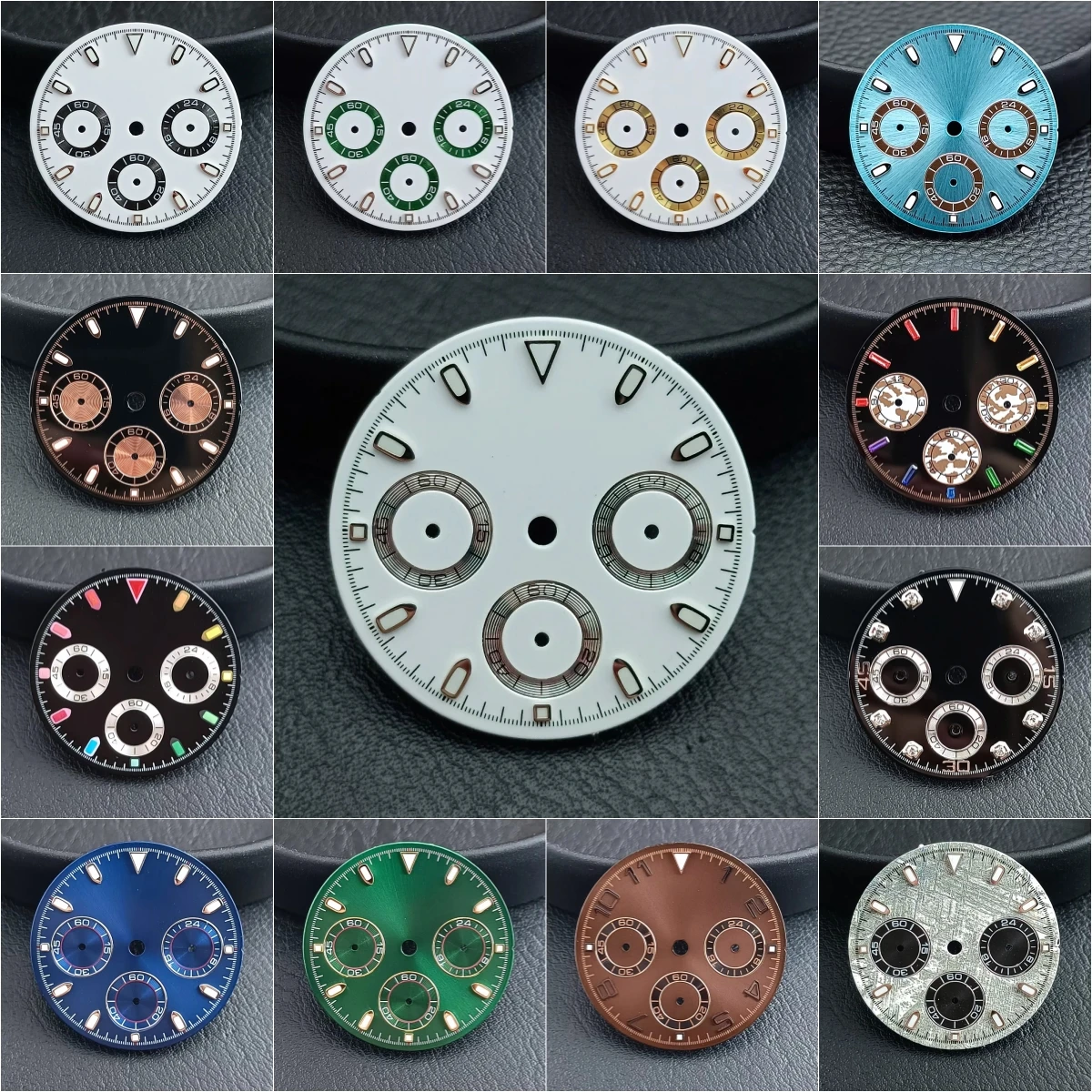 29mm No Logo DTN Panda Dial For Vk63 Quartz Movement Green/No Luminous High Quality Watch Modification Accessories Custom Logo