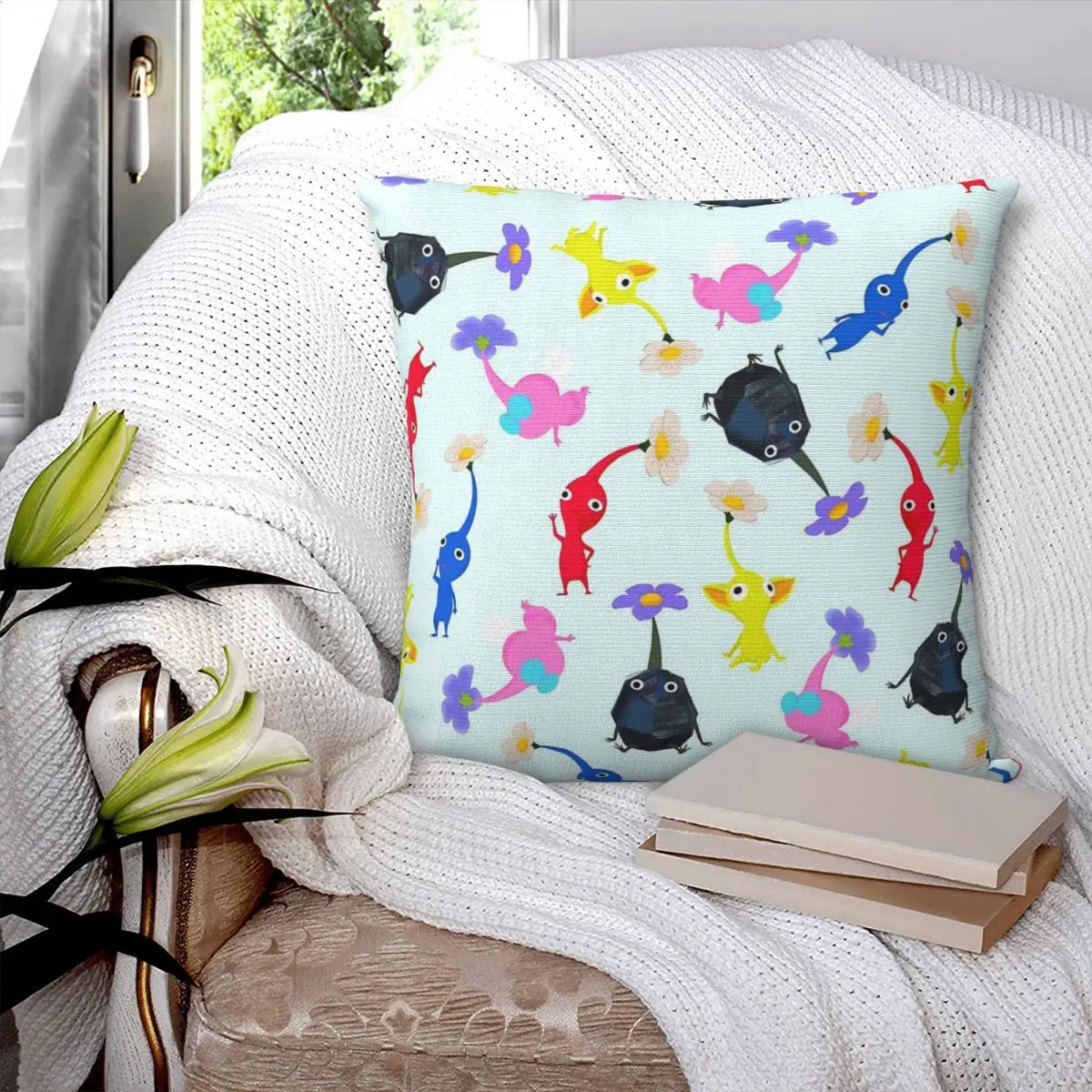 

Pikmin Square Pillowcase Pillow Cover Polyester Cushion Zip Decorative Comfort Throw Pillow for Home Sofa