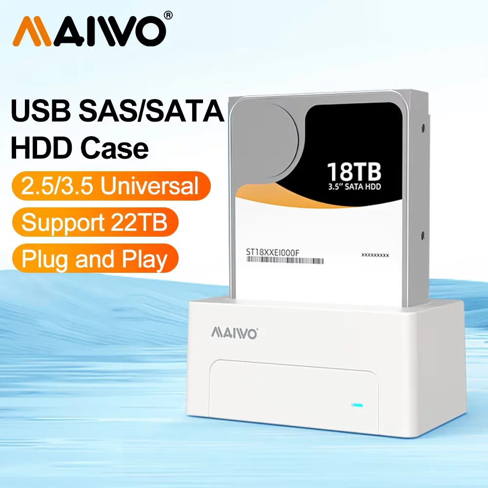 

MAIWO HDD Case 2.5/3.5 Inch SAS External Hard Drive Enclosure for 2.5/3.5" HDD SSD Disk Case SATA To USB 3.0 HDD Docking Station