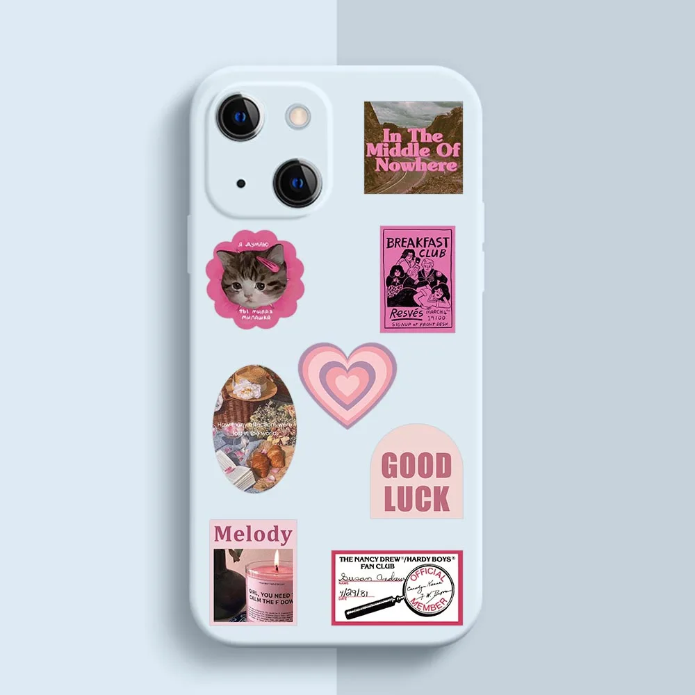 56pcs Pink Korean Ins Style Stickers Aesthetic Phone Motorcycle Travel Luggage Guitar Skateboard Bottle Waterproof Sticker