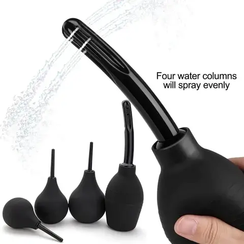 Enema Anal Douches for Men Women, Enema Bulb with Bendable Silicone Nozzles Colon Cleanse, Anti Backflow Shower Bidets Cleansing