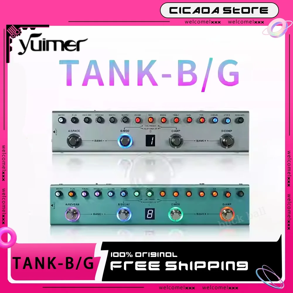 Yuimer Tank-G Tank-B For Guitar And BASS Effect Multi-Effects Pedal Custom 36 Presets 9 Preamp Slots 8 IR Cab Slots Effect Pedal