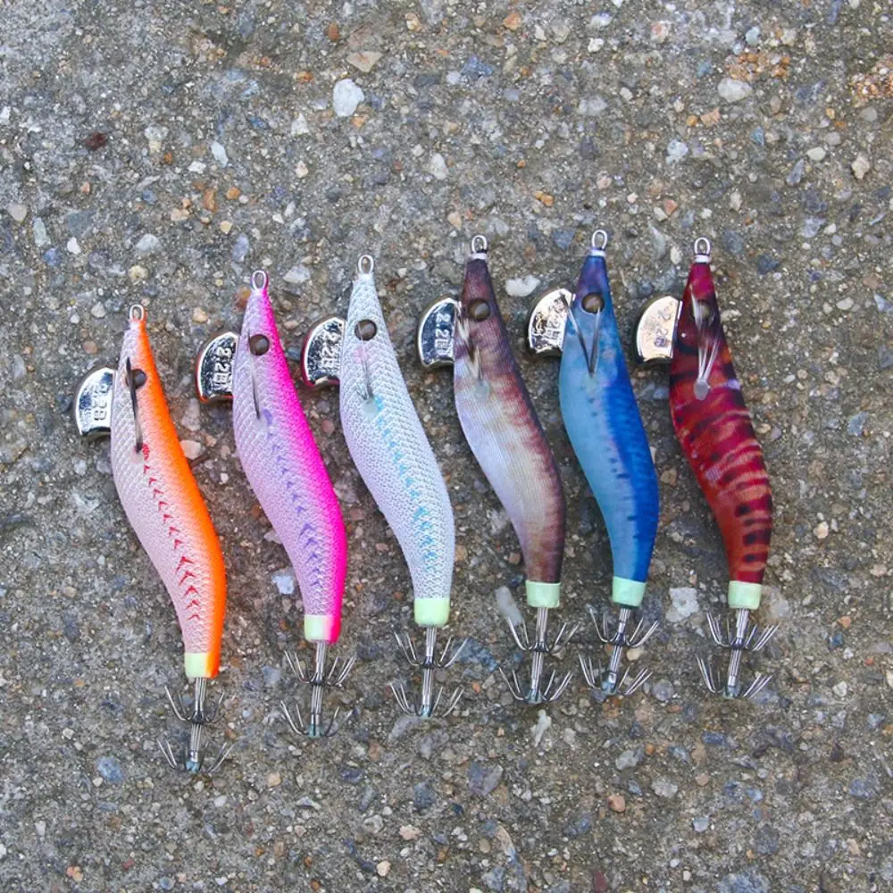 2025 Fishing Tackle Wood Shrimp Lures Lead Sinker 6g/8g Octopus Lure Jigs 1.8# 2.2# Squid Hook Lifelike