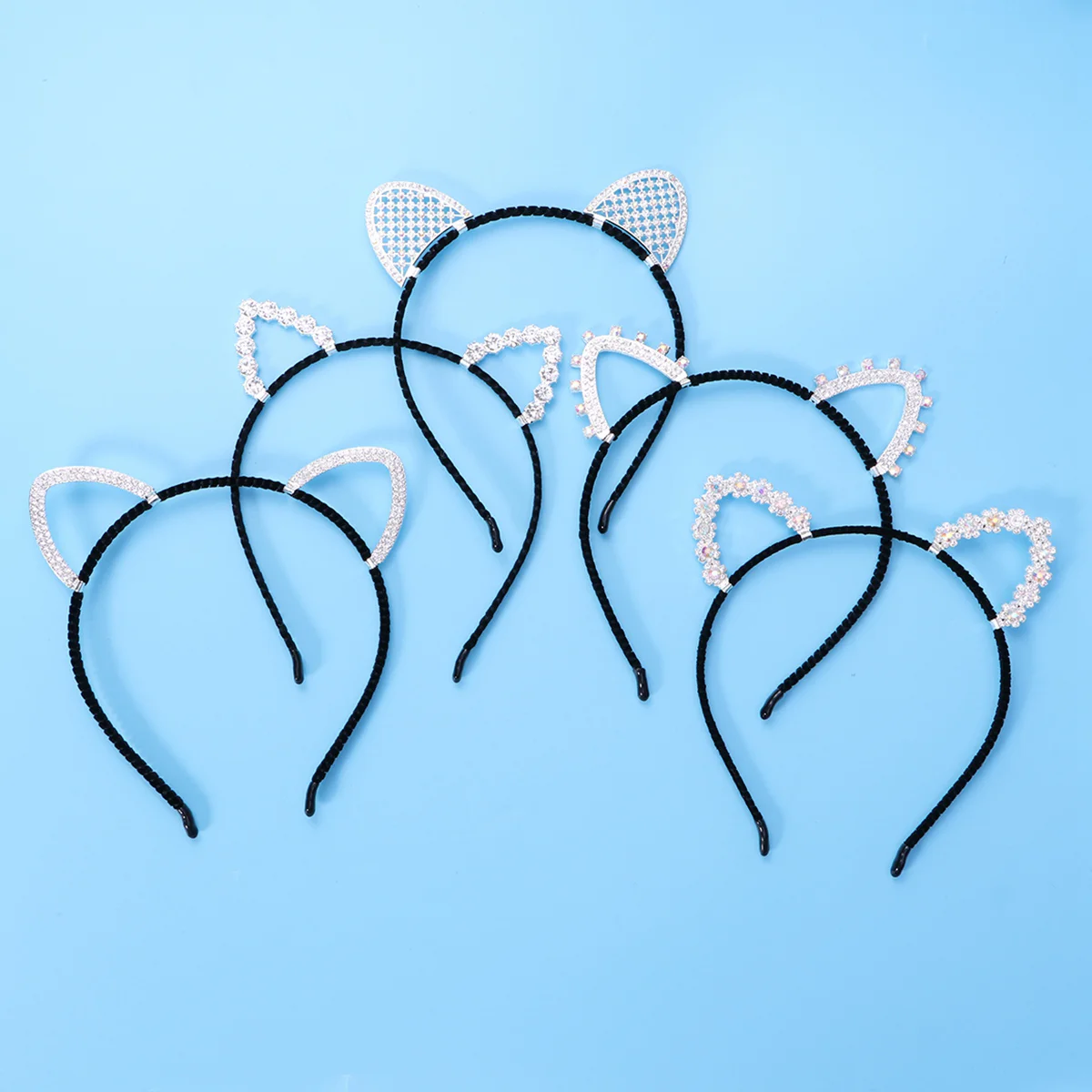 5pcs Lovely Rhinestone Cat Ears Headband Hair Headpiece Hairdress for Party Costume cat ears hairband