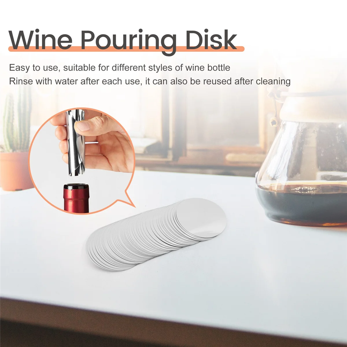 300 Pcs 3 Inch Silver Wine Pourer Discs Drip-Proof Drip Pouring Pour Spout Pour Wine Thin Slice