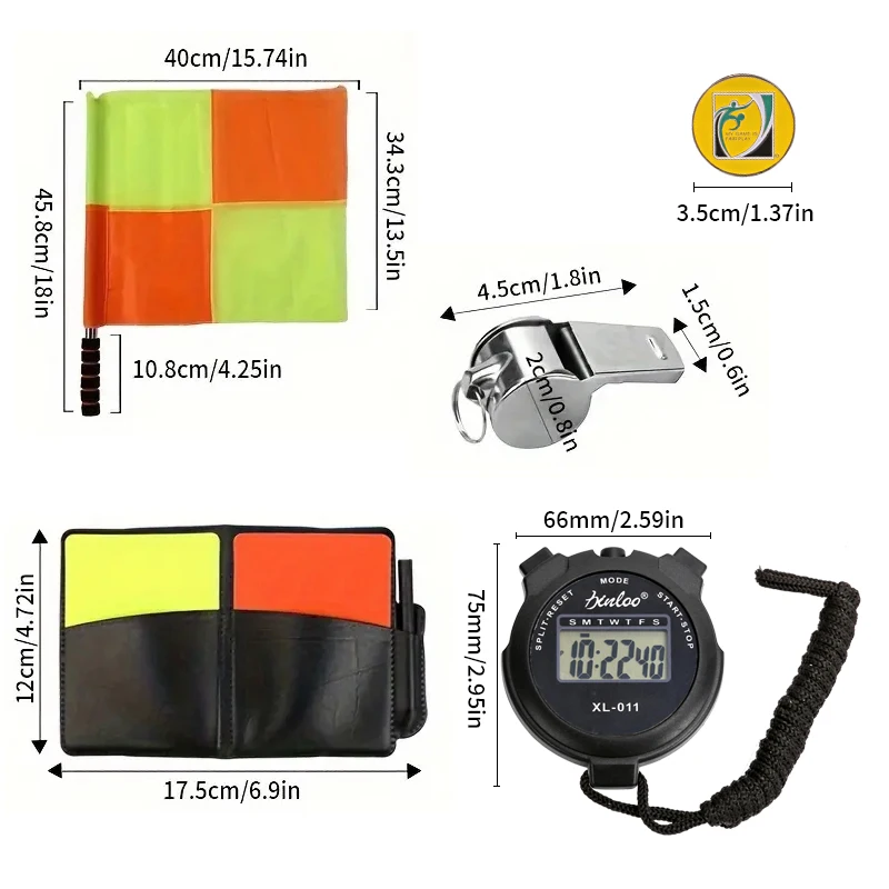 1 Set Referee Supplies Set Edge Patrol Chess Stopwatch Whistle Red and Yellow Card Thrower Match Supplies Set