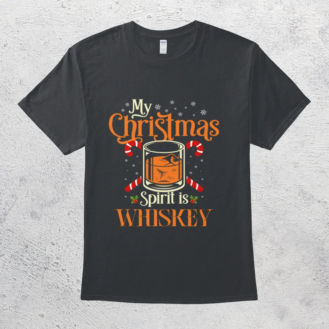 

My Christmas Spirit Is Whiskey Funny Drinking Lover Merry Season T-Shirt