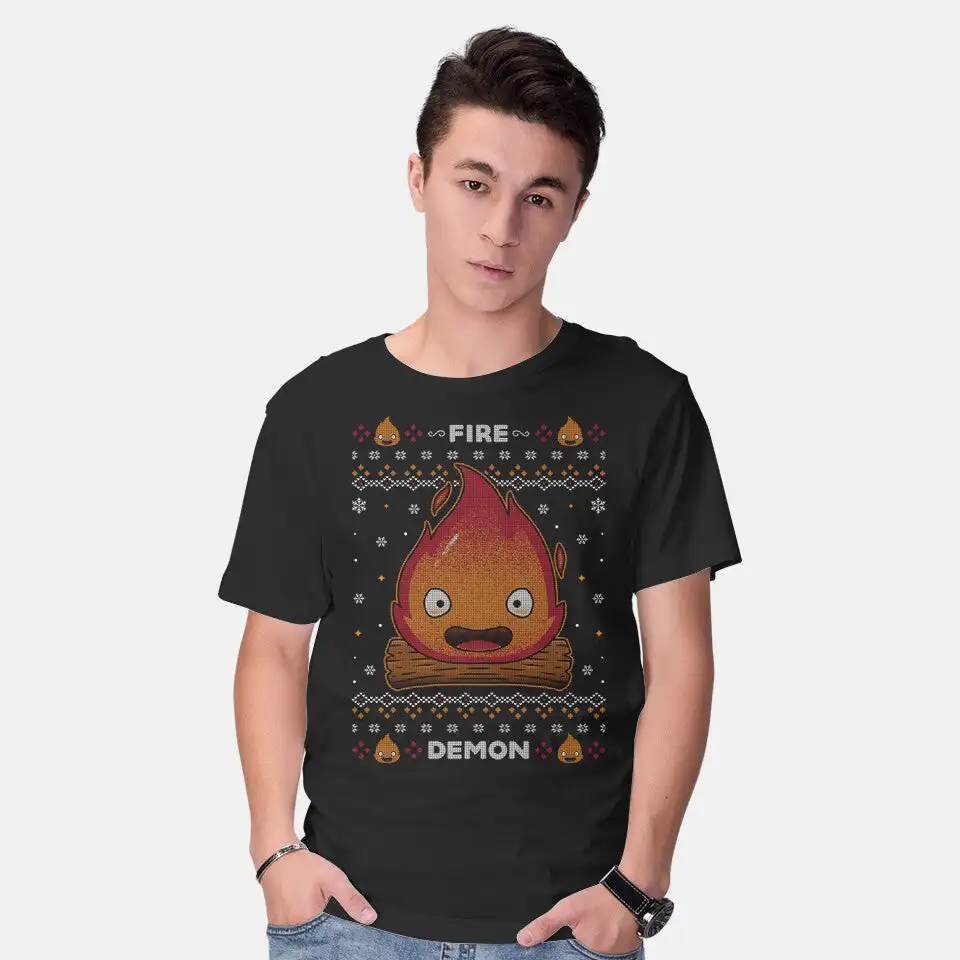 Fire Demon Christmas Anime Graphic T-shirts for Men Clothing Women Short Sleeve Tees New Arrivals Unisex Summer