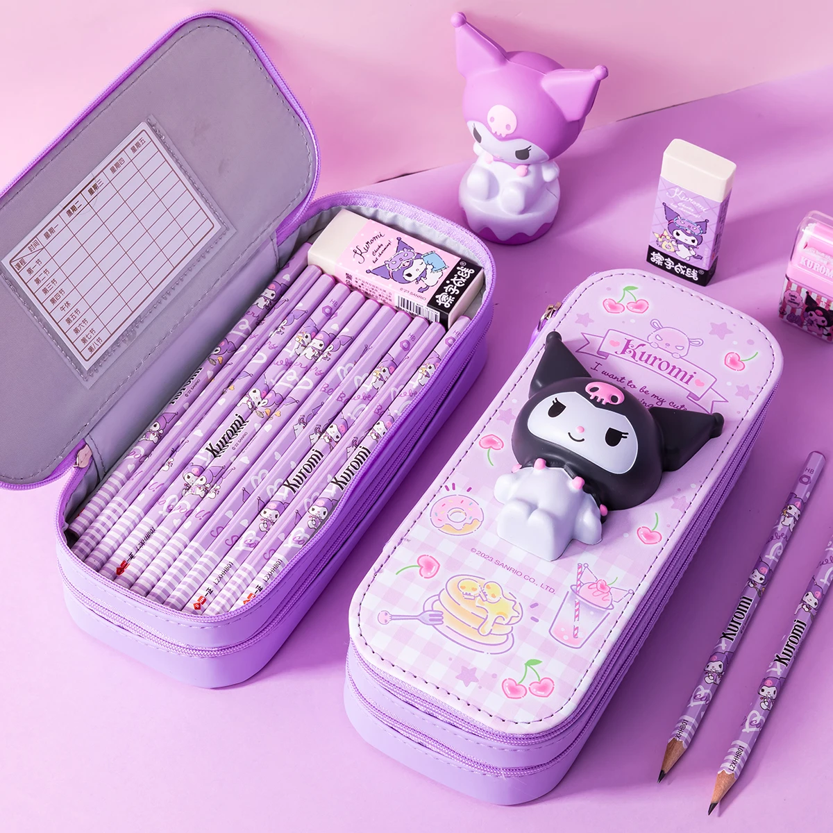 Imagem -05 - Grande Capacidade Kawaii Pen Case para Estudantes do Ensino Primário Bonito Bolsa de Lápis Bolsa de Armazenamento de Papelaria Macia para Meninas Kiity Case