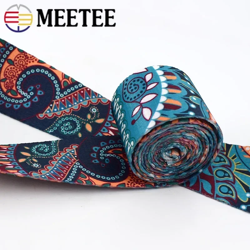 5M/10M 38mm Fashion Print Ethnic Jacquard Webbing Bags Strap Ribbon DIY Textile Clothing Belt Decor Sew Accessory RD033