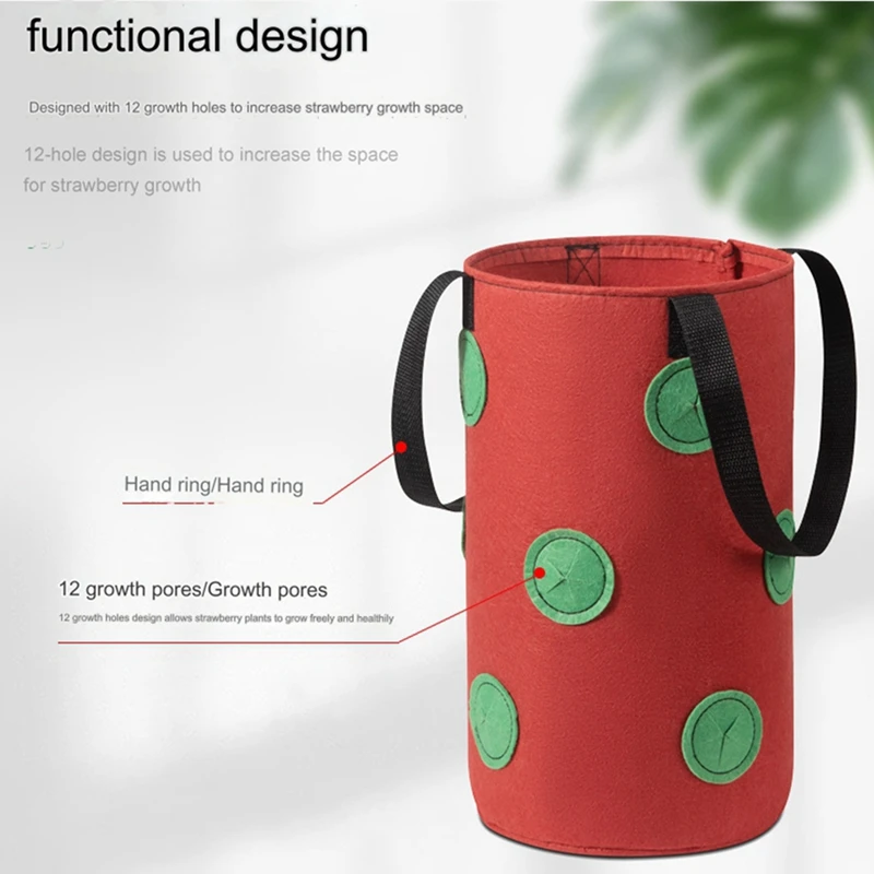 1Pcs Multi-Function 12 Holes Felt Hanging Tomato Grow Bag Planter Vegetable Flower Plant Grow Bags Garden Plant Pot, Durable D