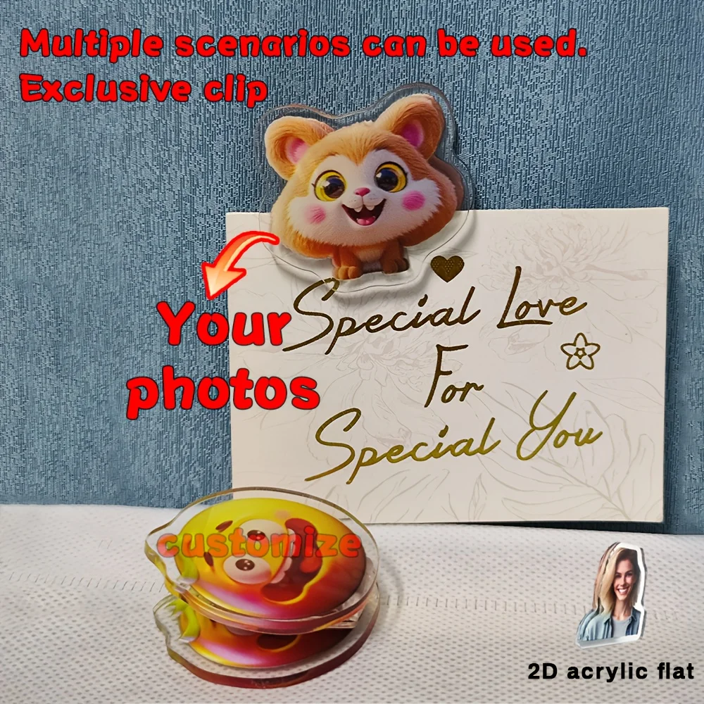 1pc/10pcsCustomization, storage folders, personalized clips. Customized family, friends, pet photos, fixed clipping decorations,