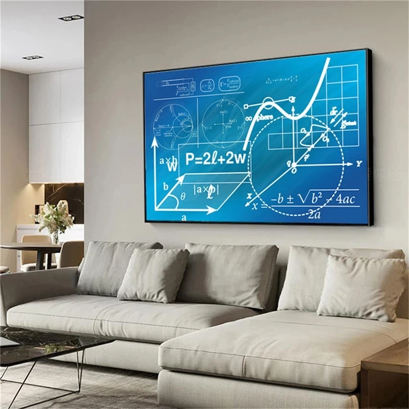 E Mc2 جودة صيغة رسالة عناصر رياضية المعرفة الكيميائية قماش طباعة صورة جدارية الملصقات غرفة الدراسة ديكور المنزل