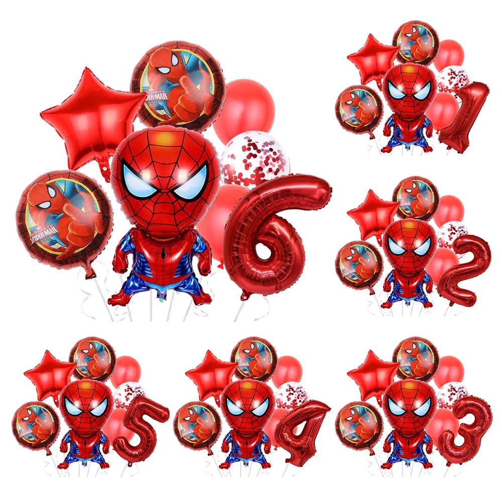 8Pcs Disney Spiderman Party 32inch Number Balloon Set Spiderman Kids Boys Birthday Party 1 2 3 4 5 6 7 8 9th Balloon Decoration