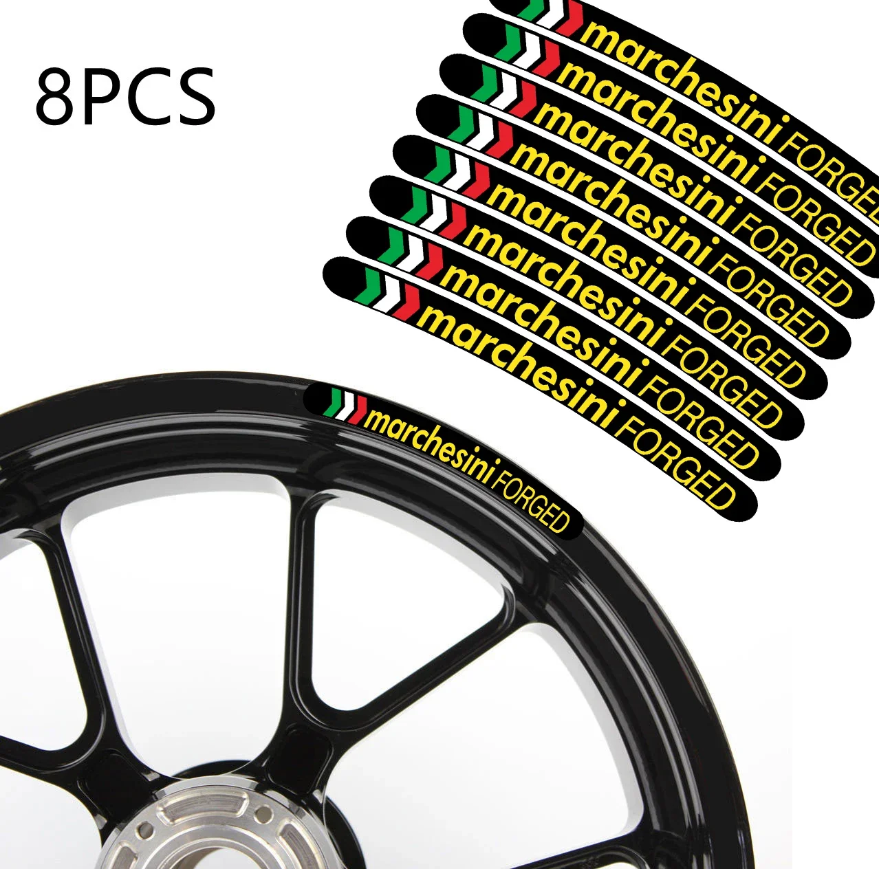 Accessoires Moto  8PCS Marchesini FORGET Motorcycle Stickers  Wheel Decals Rim Set Laminated for Ducati 848 1098 1198