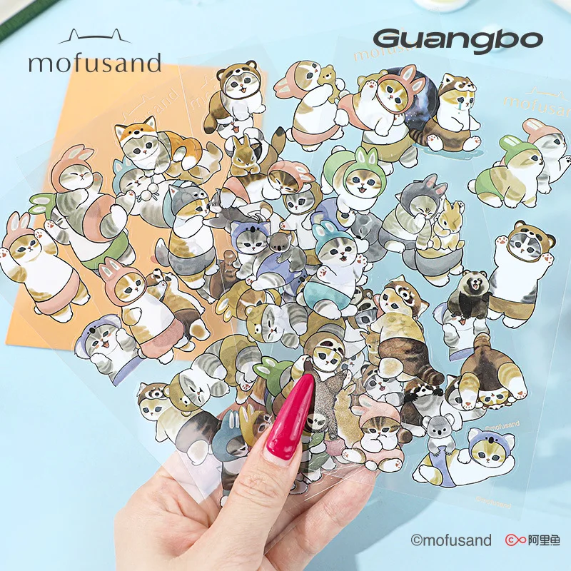 

Набор наклеек Mofusand Shark Cat (40 листов): милые мультяшные креативные стикеры оптом для декора дневников, чехлов для телефонов, ноутбуков и тетрадей