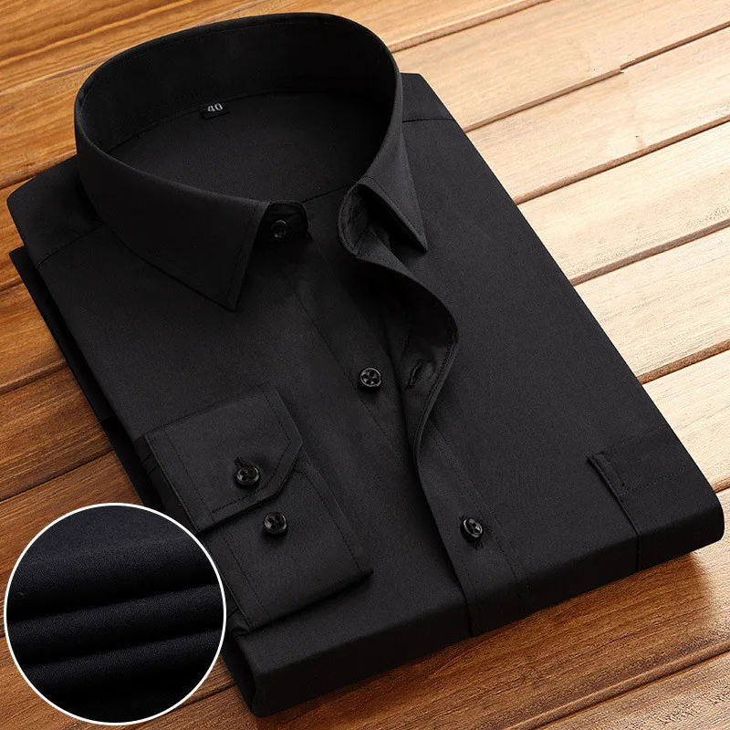 New Spring Autumn Square Collar Slim Fit Shirts Men Solid Color Long Sleeve Smart Casual Mens Blouse Single Breasted Shirt Man