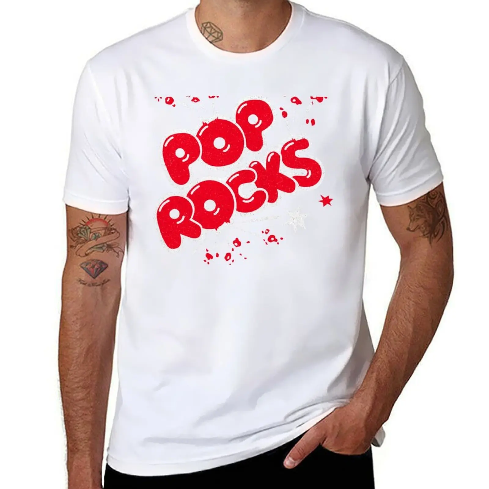 Camiseta Retro con logotipo de fenomenon de caramelo Pop Rocks de los años 70 con un poco desgastado, camisetas divertidas, camiseta de lujo para hombre