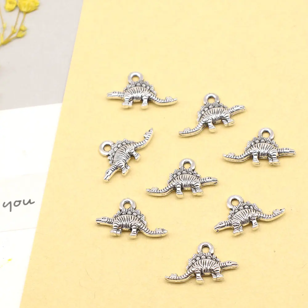 Dinosaur Charms Pendant For Necklace Home Decor Crafts Design Jewelri 10x16mm 30pcs Antique Silver Color