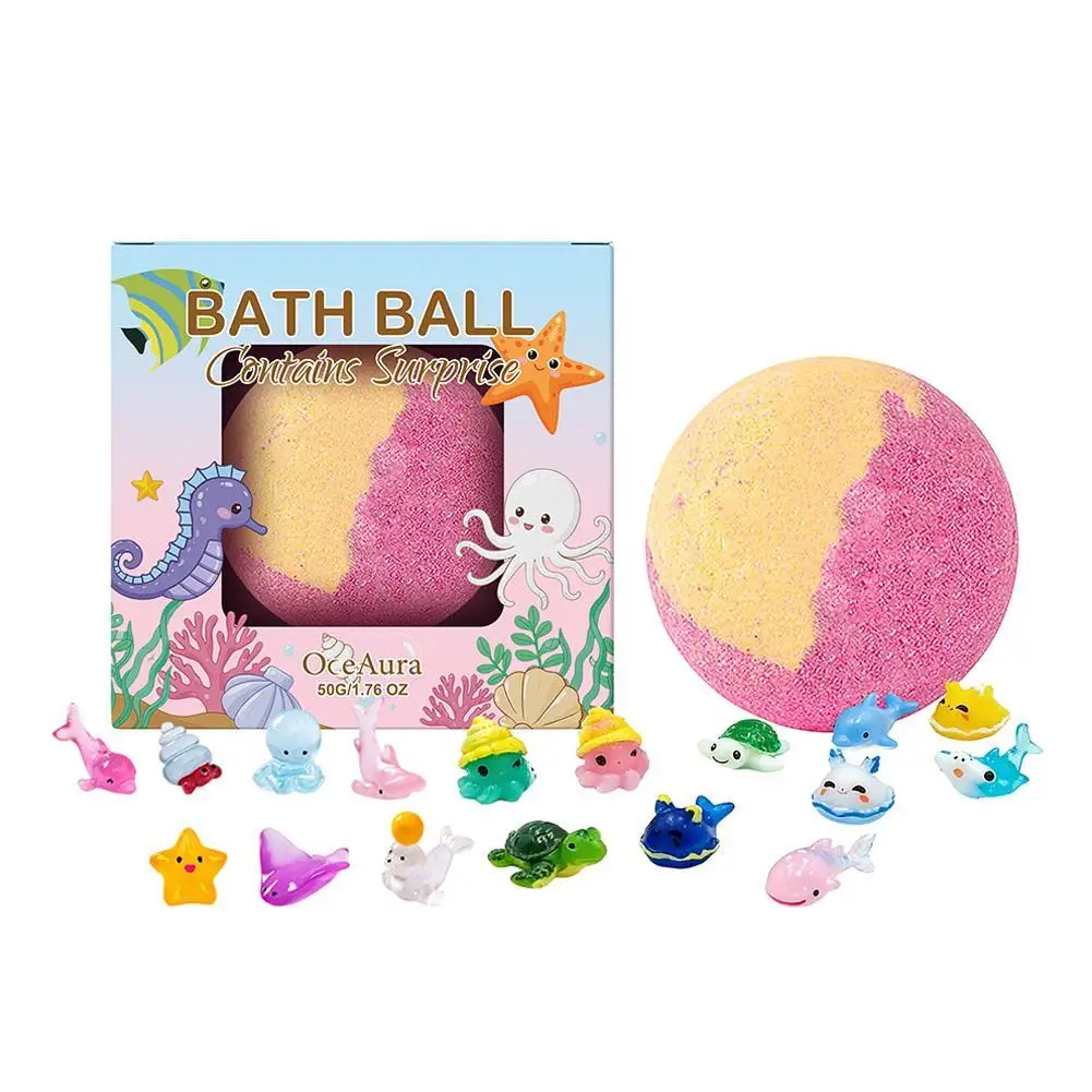 Bombas de Baño, Regalo para el Baño, Bola de Baño Oceánica con Juguetes Sorpresa, Bola de Burbujas con Aroma a Flores y Frutas, Baño de Pies