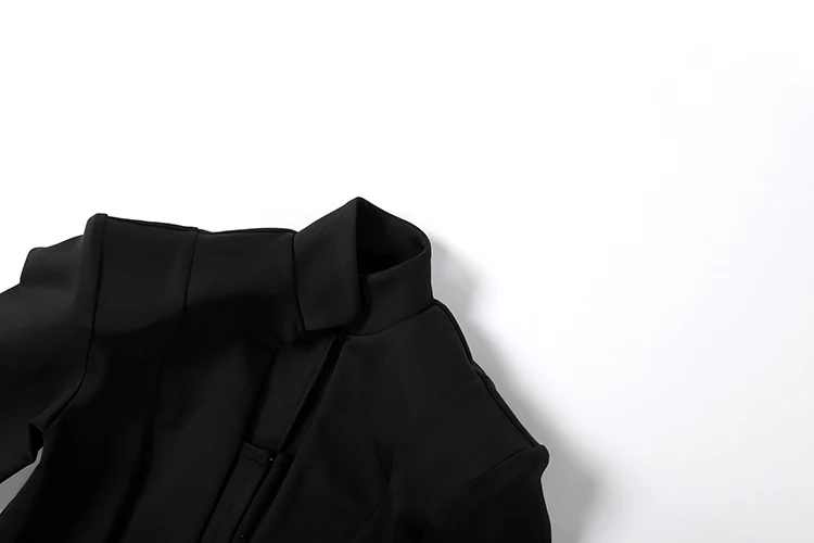 Weird Puss Elegantes 2-teiliges Set für Damen, einreihige Jacke mit Patchwork und quadratischem Kragen + Rock mit geschlitztem Saum, Party-Mode, schlichte Anzüge – Detail 7