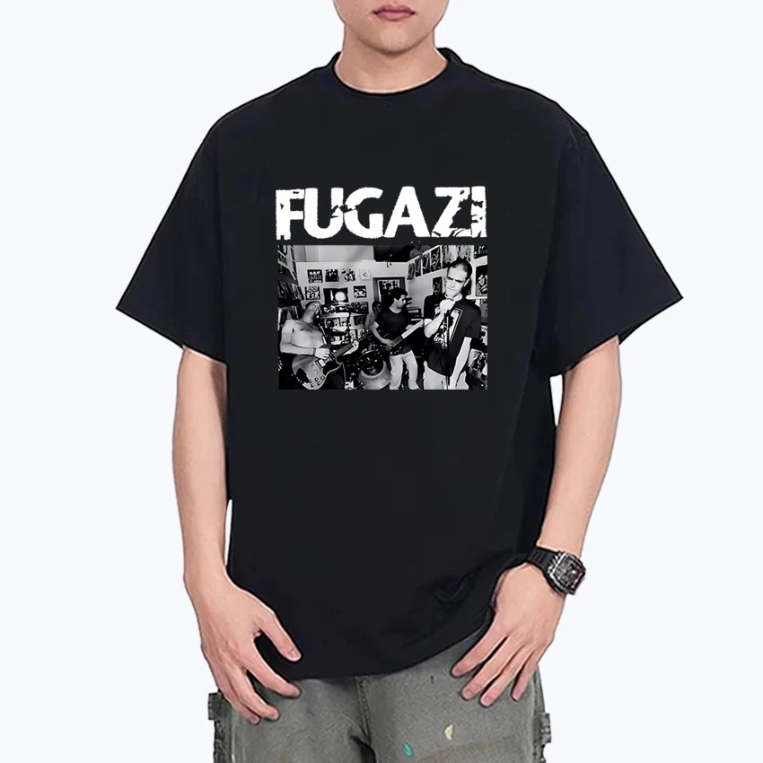 Trendy 2025 FUGAZI Band Graphic Oversized Tee shirt streetwear Men Women Summer short sleeve t-shirts 100% Cotton popular Unisex