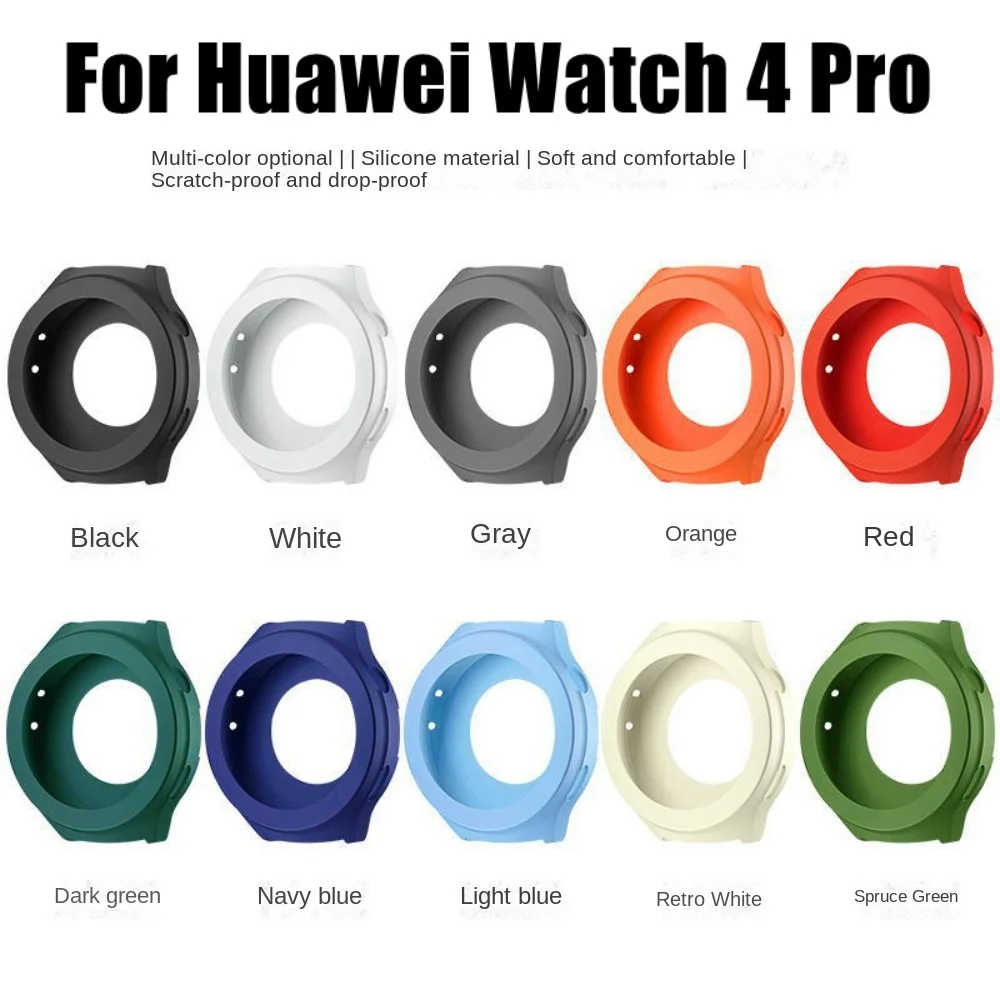 Capa protetora de silicone para prevenção de quedas, capa protetora macia colorida à prova de choque e resistente a arranhões para Huawei Watch 4 Pro