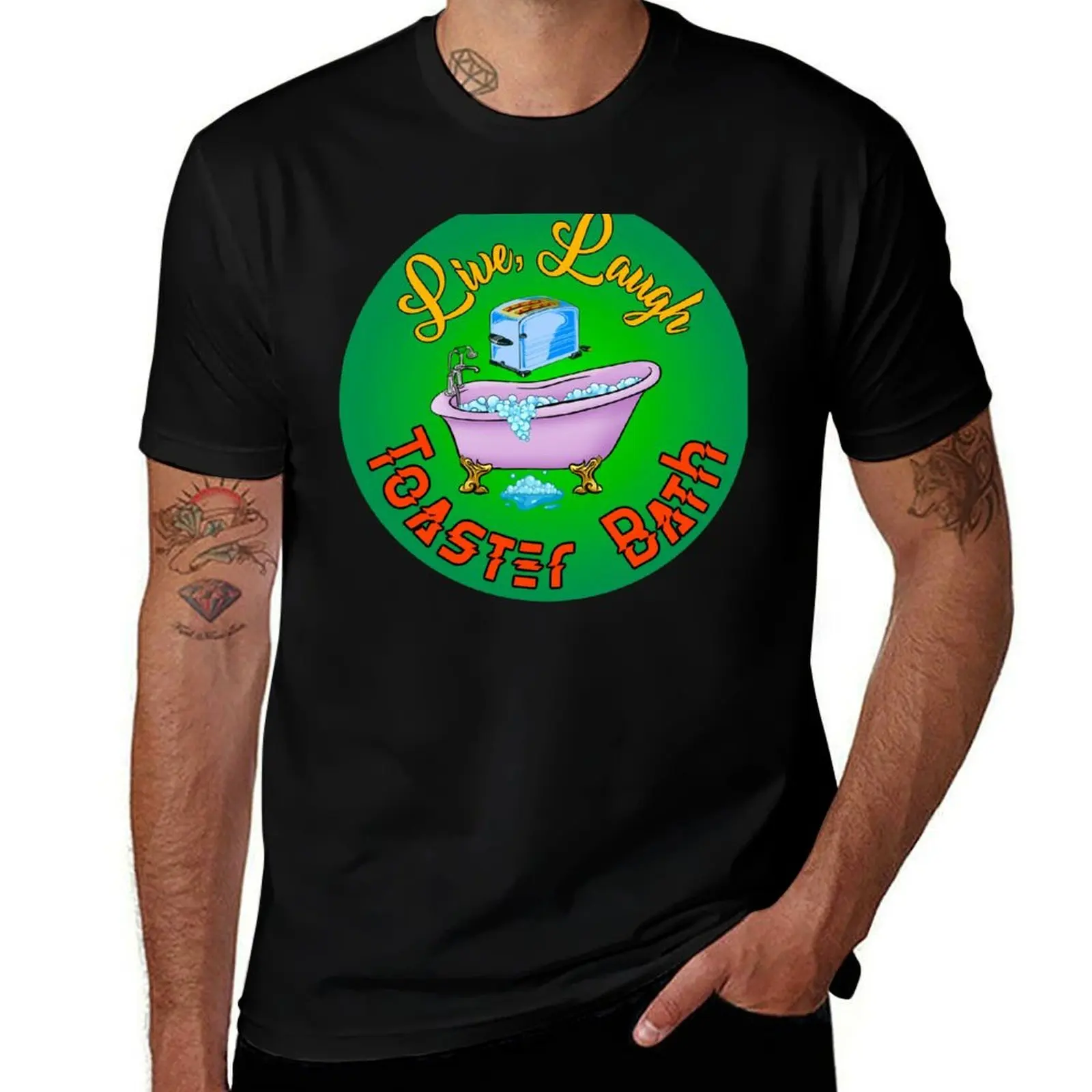 Live, Laugh, Toaster Bath T-Shirt Work Style Casual T-Shirt