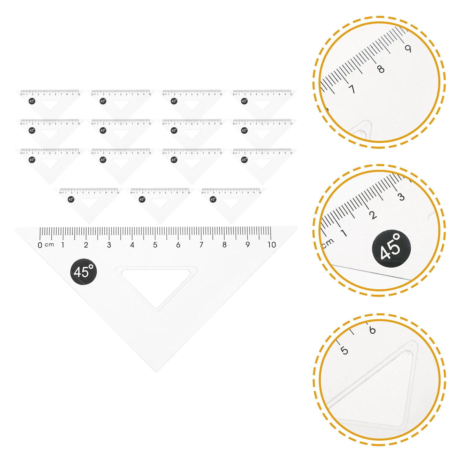 12pcs Plastic Triangle Rulers Measurement Tools For Drawing Math Projects Geometry Ruler Set Scale Squares Measuring