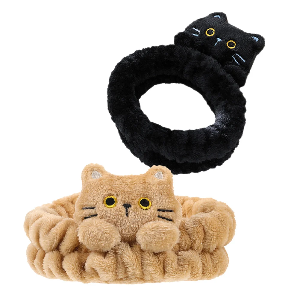 

2Pcs Skincare Cat Ear Hairband Reusable Makeup Headband Shower Hair Hoop for Face Washing Hairband Women Creative Hair