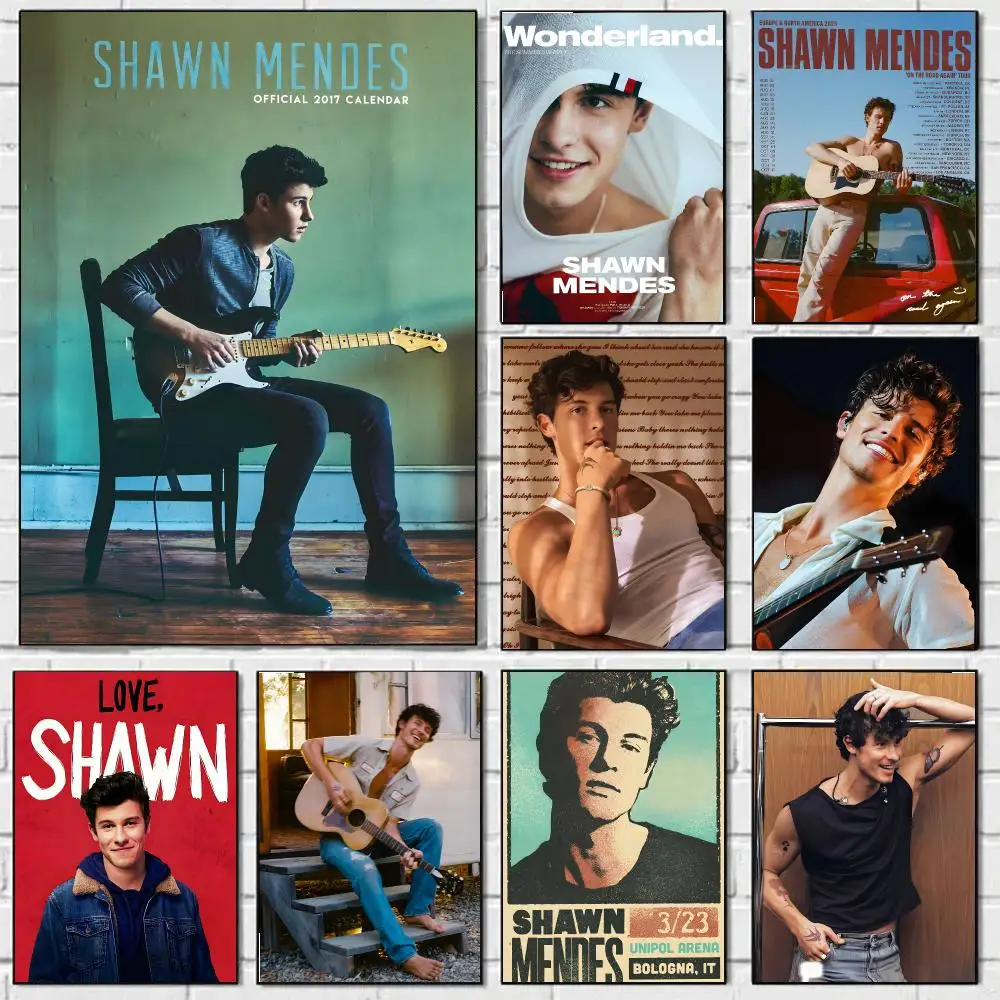 S-Shawn Mendes Poster Waterproof Wall Art Sticker For Bar Living Room Vintage Room Decor High Quality Print Gift