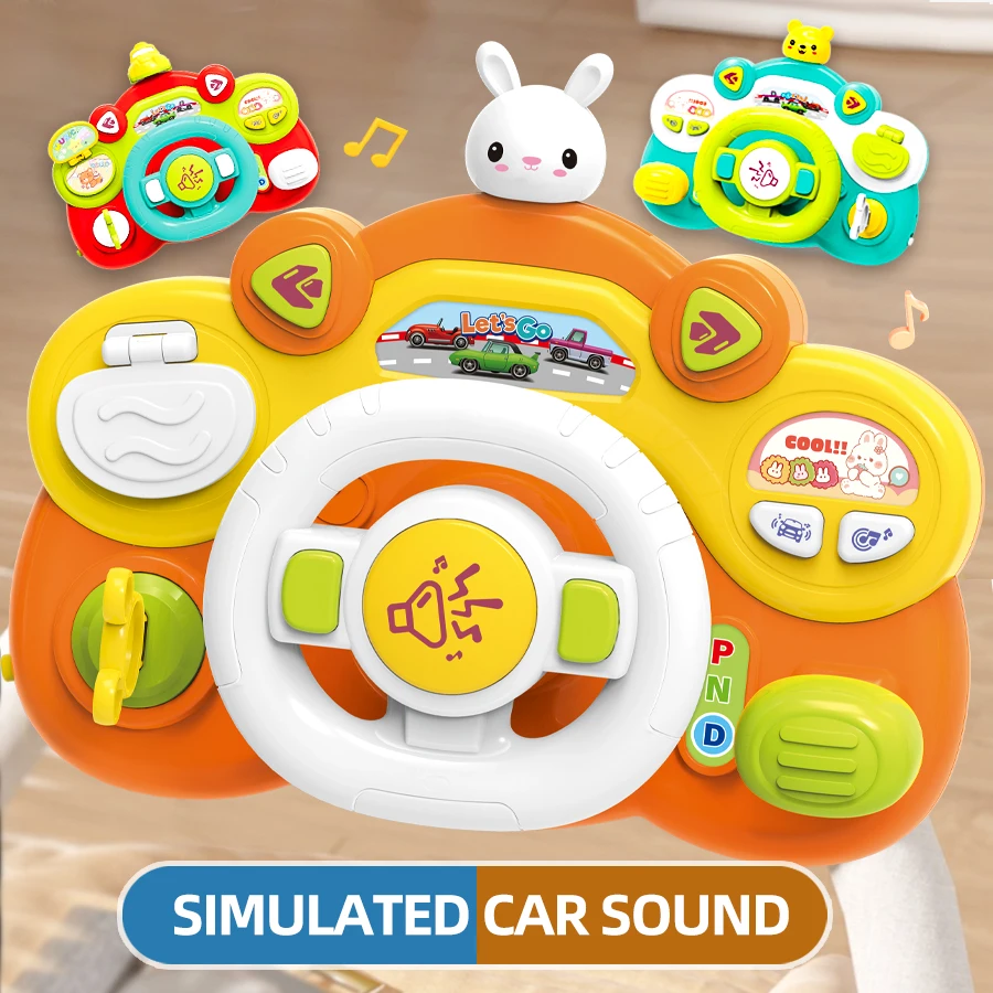 Baby Electric Driving Car Steering Wheel Simulate with Music Stroller Driving Early Educational Learning Multi-Function Toys Kid