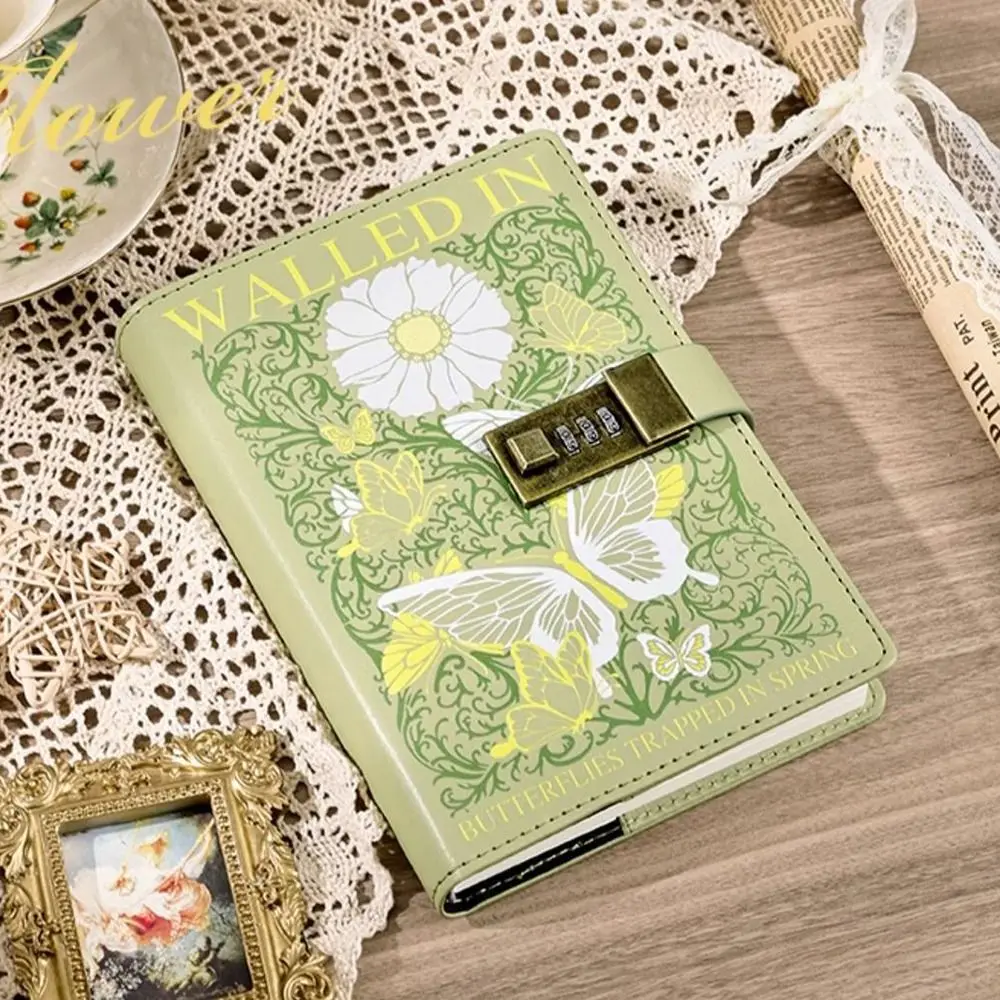 Creative 224 Pages B6 Notebook Thickened Protecting Secrets Diary Book Waterproof PU Leather Password Book with Lock Student