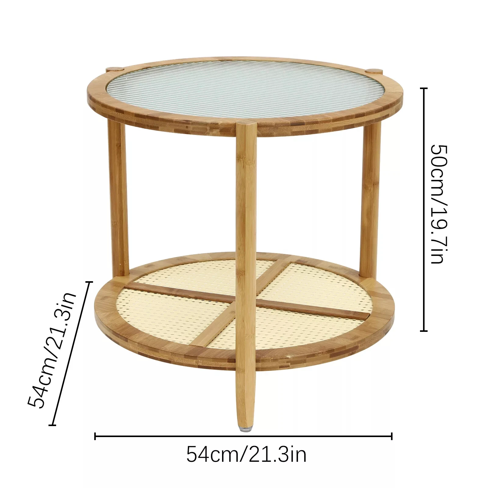 Coffee Table-54*54*50cm-Original color Round coffee table Modern wooden living room coffee table with storage cabinet, coffee ta