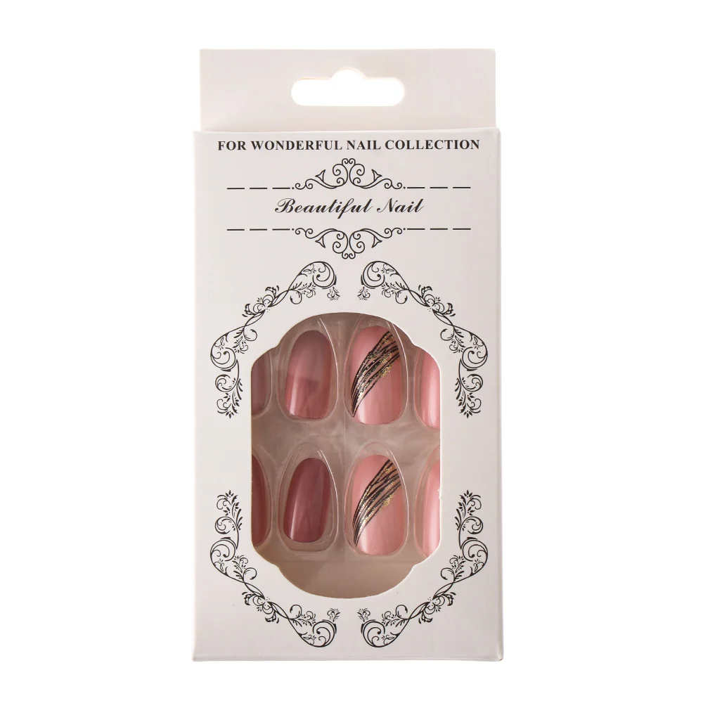24pcs/Box Mirror Artificial Full Cover Wearable Nail Tips Oval Head False Nails Fake Nails