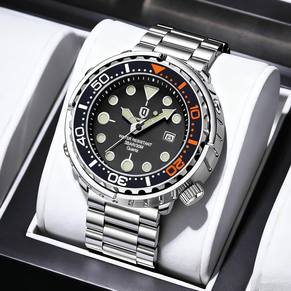 

QINGXIYA Original Luxury Men Clock Fashion Luminous Waterproof Date Watch For Man Stainless Steel Quartz Men's Watches Reloj