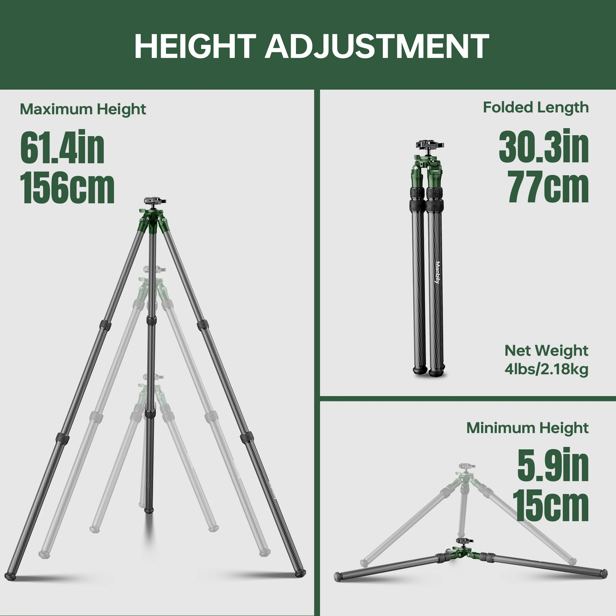 만빌리 QM-2836 탄소 섬유 재질의 36mm 튜브와 - Video Head Tripod Carbon Fiber 리뷰 및 가격