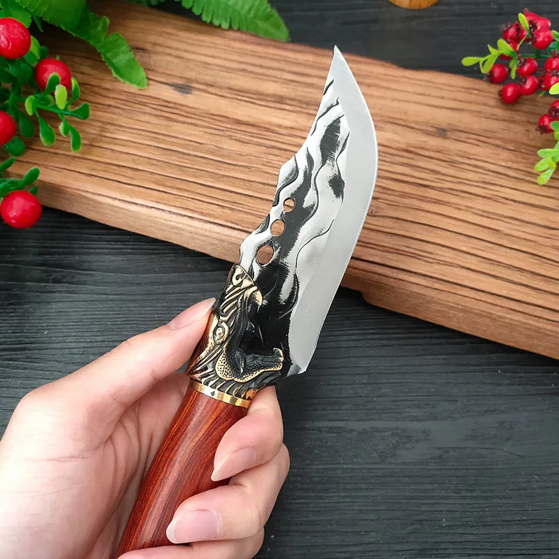 Forged Kitchen Cleaver Butcher Knife Boning Peeling Knife Chef Cooking  Vegetable Fish Cutting Tools with Sheath