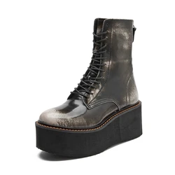 AIYUQI 2024 nowe damskie botki na grubej podeszwie antypoślizgowe duże rozmiary krótkie buty damskie retro damskie buty zimowe buty motocyklowe
