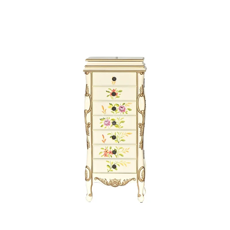 

Painted seven-chest cabinet solid wood with mirror retro jewelry jewelry storage cabinet bedroom multi-layer storage