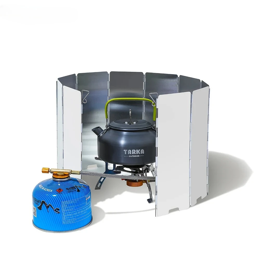 8/9/10 لوحات موقد خارجي حاجز الرياح التخييم نزهة المواقد الغاز المحمولة واقي للشاشة الألومنيوم طوي منحرف الرياح أداة