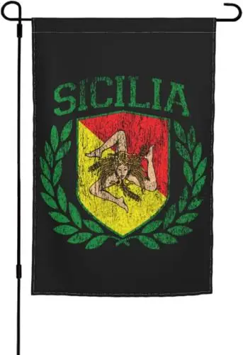 Sicilian Trinacria Italy Sicilia Pride Garden Flag Vertical Double Sided outside