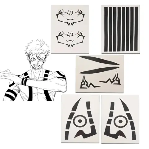 Anime Jujutsu Kaisen ryrysukuna tam vücut dövme Cosplay su geçirmez etiket cadılar bayramı maskeli sahte dövme çıkartmalar Prop