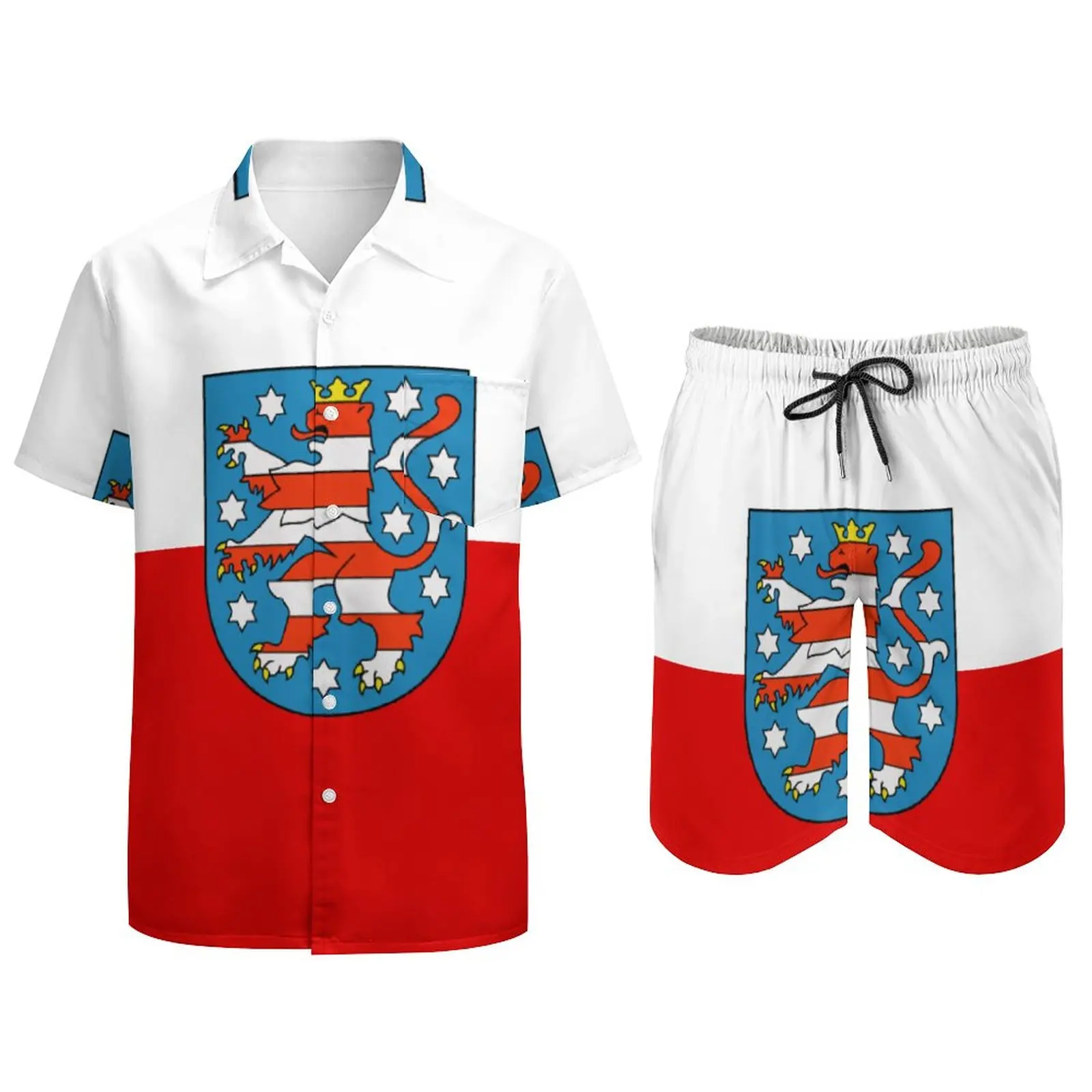 Flag of Thuringia (state)  Home Men's Beach Suit Top Quality 2 Pieces Coordinates  High Grade