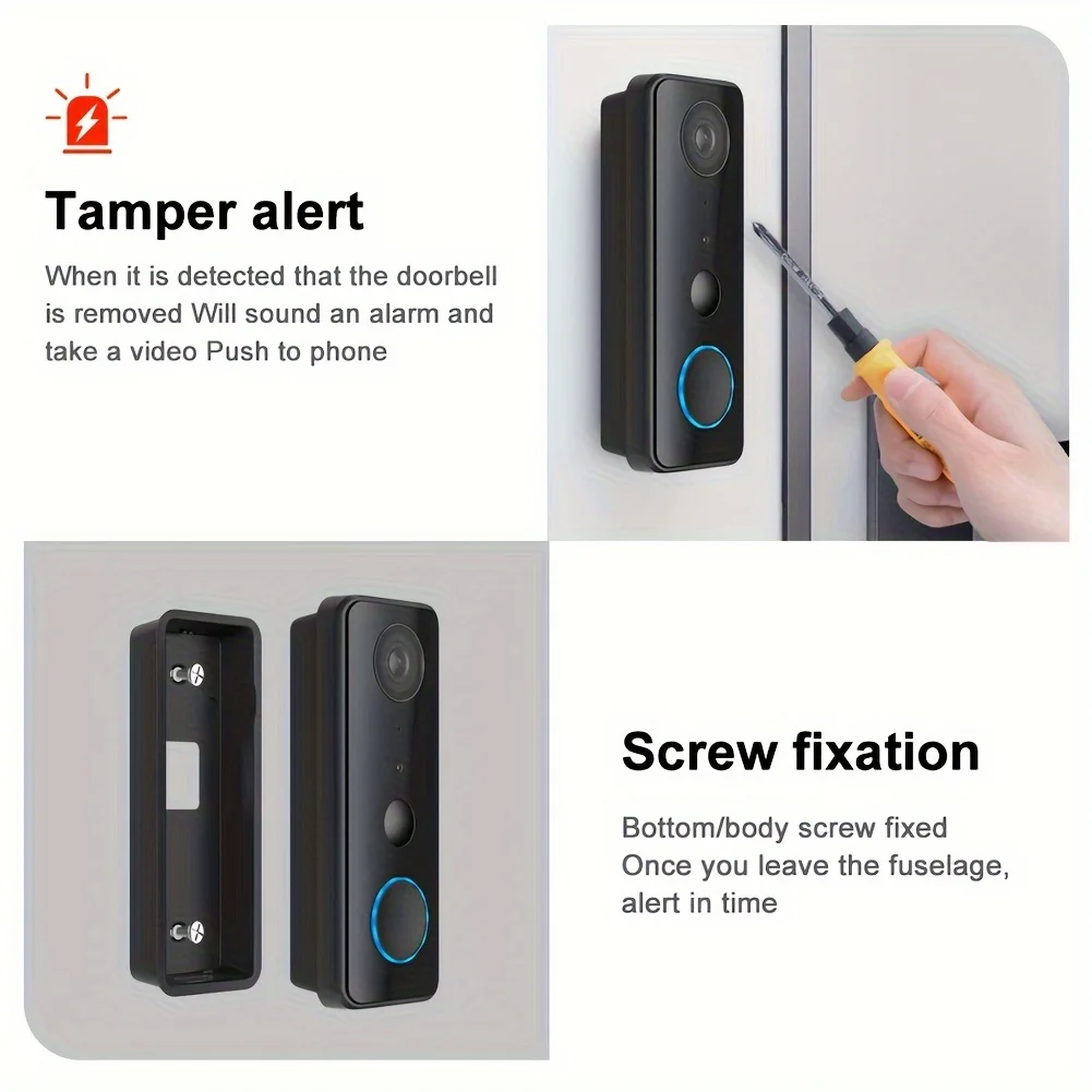 Tuya 3MP WiFi wireless Smart video doorbell Outdoor doorbell camera automatically sensing PIR motion detection 5200MA waterproof