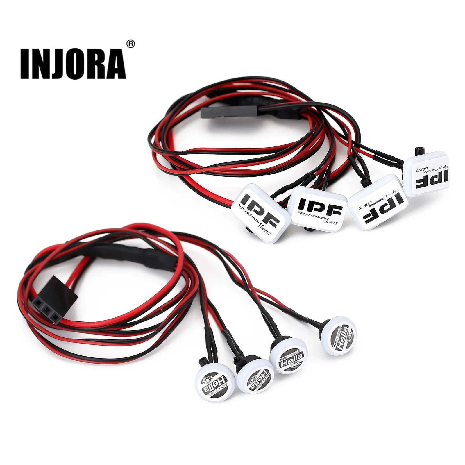 INJORA HELLA IPF Sticker LED Lights Square Round Headlights for 1:24 RC Car Crawler Axial SCX24 Upgrade Parts