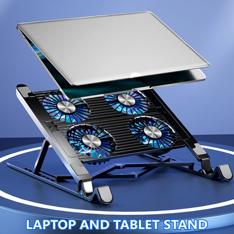 Aluminum LED Gaming Laptop Cooling Pad Laptop Cooling Stand External Cooling Fan Cooling Laptop Folding Bracket